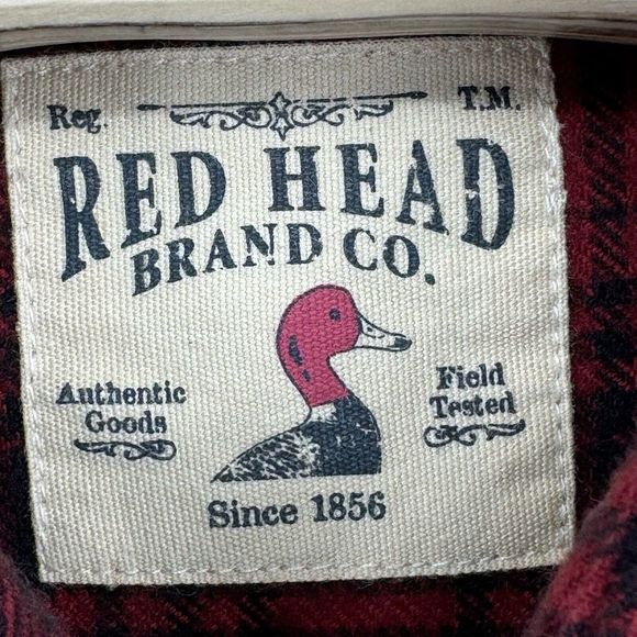 RedHead Large Red Plaid Long Sleeve Button Down Flannel Men's Shirt - Picture 3 of 6